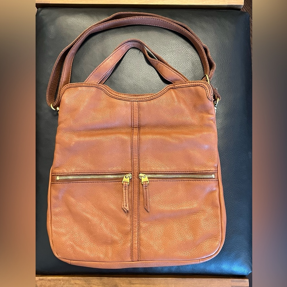 Fossil Erin Foldover Leather Tote Crossbody Bag W dust bag